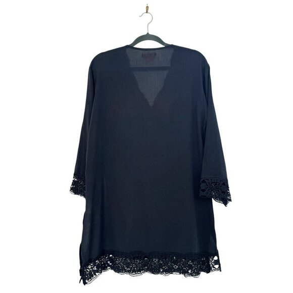 Isaac Mizrahi Navy Blue Daisy Crochet Swim Cover up - Picture 4 of 6